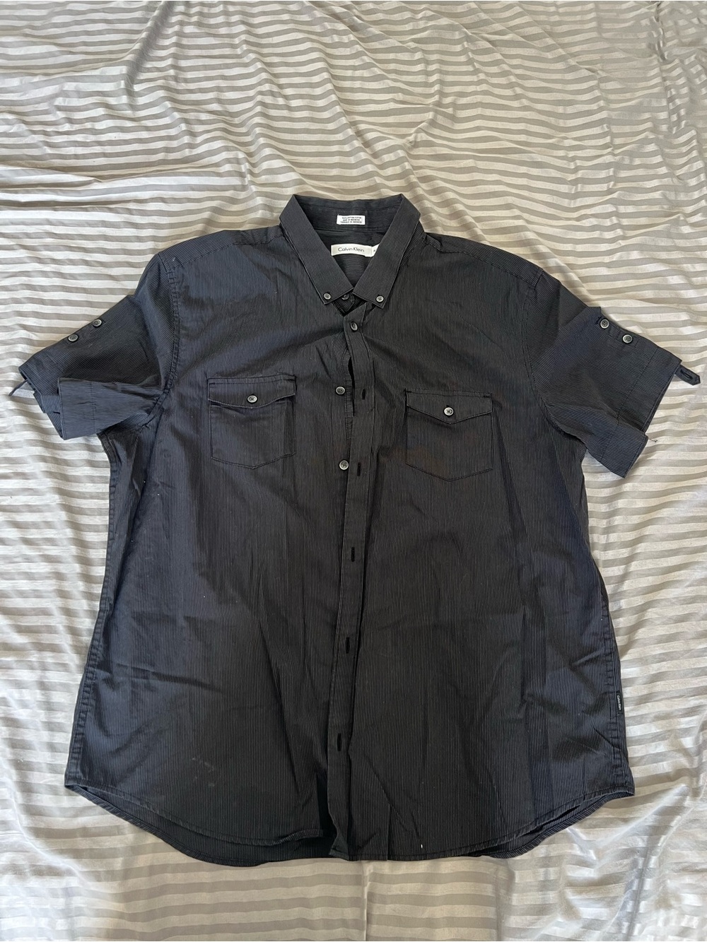 Calvin Klein Black Short-Sleeve Button-Down Shirt